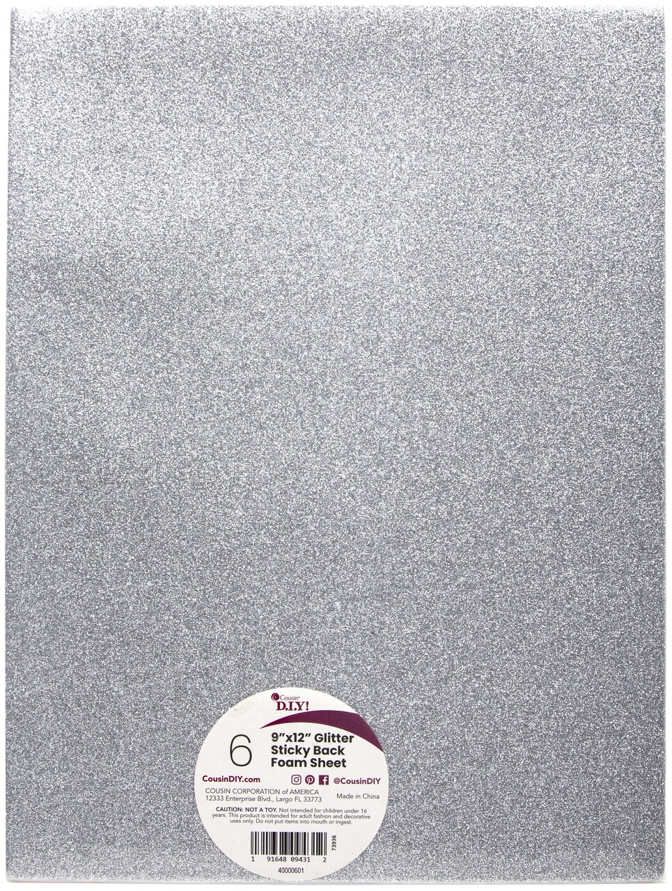 CousinDIY Glitter Sticky Back Foam Sheets 9"X12" 6/Pkg-Neutrals